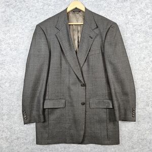 Hart‎ Schaffner & Marx Men's Blazer Size 42L (44) Pure New Wool Brown Windowpane